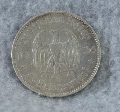 German 1934 A 5 Reichsmarks Garrison Church Coin