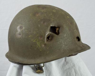 US M1 Helmet Korean War era Battle Damaged