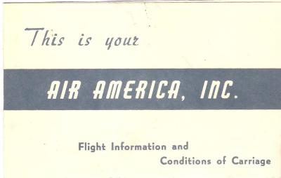 Air America Flight Information Card 1968