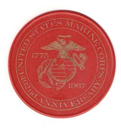 Vietnam era USMC 192nd Anniversary Coaster 1967