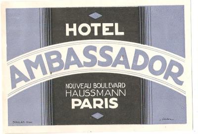Luggage Decal Hotel Ambassador Paris