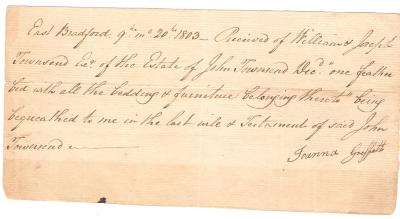 Inheritance Receipt Last Will and Testament 1803