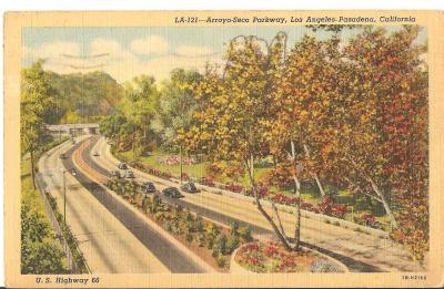 Postcard Route 66 Arroyo Seco Parkway