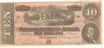 Civil War Confederate 1864 $10 Bill Richmond