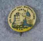 GAR Button Gen. Sheridan Post Marshalltown Iowa
