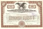 Waltham Watch Company Stock Certificate 1928