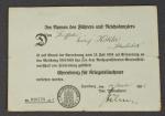 German Hindenburg Cross Award Certificate 
