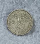 WWII German Coin 2 Mark Hindenburg 1938 A