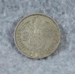 WWII German Coin 2 Mark Hindenburg 1937 A
