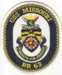 USN USS Missouri BB63 Patch