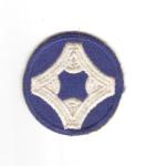 WWII 4th Service Command Patch White Back