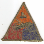 WWII 4th Armored Division Patch Green Back