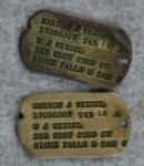 WWII Dog Tags Army Marion J. Weigel