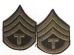 WWII Tech T/3 Staff Sergeant Patch Pair
