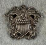 WWII USN Sterling Navy Officer Cap Badge HJ