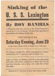 Sinking of the USS Lexington Handbill Roy Daniels